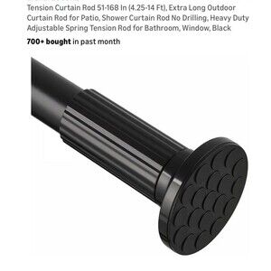 Tension Curtain Rod/Room Divider/Shower Curtain Rail, Black, 51 - 168 Inches